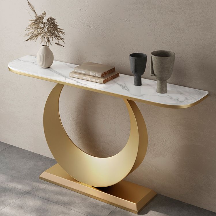 Modern Console Table Stone Half Moon End Table , 11.81-inch Wide