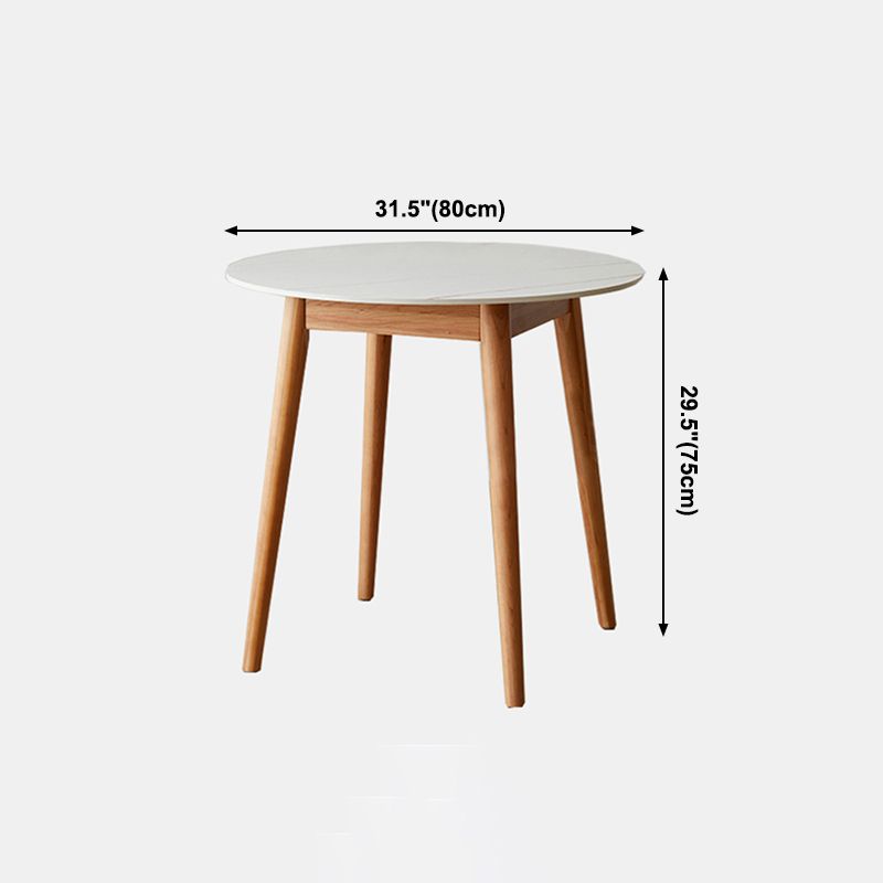 Contemporary Round Dining Table White Sintered Stone Table with 4 Cherry Wood Legs Clearhalo ' dining_table' 'Dining Tables & Seating' 'Dining Tables' 'furn' 'furn_dining_table' 'Furniture' 'furniture_dining_table' 'Kitchen & Dining Furniture' 'kitchen&dining_furn' 'kitchen' 'kitchen_dining_table' 1200x1200_ac7dd315-5468-4e18-81d1-23414506942d