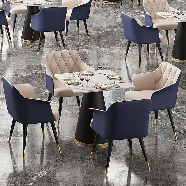 Glam Metal Arm Dining Chair Faux Leather Side Chairs for Home Use Clearhalo ' kitchen&dining_furn' 'Dining Chairs' 'Dining Tables & Seating' 'dining_chair' 'furn' 'furn_dining_chair' 'Furniture' 'furniture_dining_chair' 'Kitchen & Dining Furniture' 'kitchen' 1200x1200_ac7ebf10-d6c2-4d2f-a1d1-3ddaeb36edbf