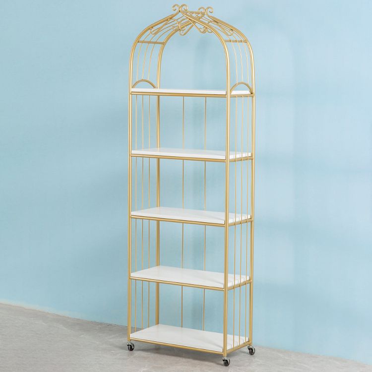 Glam Style Bookshelf Open Back Bookcase for Home Office Study Room with Casters Clearhalo 'Bookcases' 'furn' 'furn_bookcases' 'Furniture' 'furniture_bookcases' 'kitchen' 'kitchen_bookcases' 'Living Room Furniture' 'Office Furniture' 1200x1200_ac80306d-e43f-4422-9c7a-05c871ec8aad