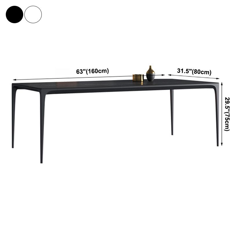 Simplicity Rectangle Dining Room Table Sintered Stone Table with 4 Black Legs Clearhalo ' dining_table' 'Dining Tables & Seating' 'Dining Tables' 'furn' 'furn_dining_table' 'Furniture' 'furniture_dining_table' 'Kitchen & Dining Furniture' 'kitchen&dining_furn' 'kitchen' 'kitchen_dining_table' 1200x1200_ac80355e-44dc-4599-9df5-794bde5c4087