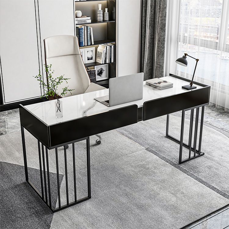 Curved Work Table Home Office Modern Sintered Stone Writing Desk Clearhalo 'furn' 'furn_office_desk' 'Furniture' 'furniture_office_desk' 'Office Desks' 'Office Furniture' 'office_desk' 1200x1200_ac80a5ff-6788-448e-8b35-f8b9f442e626