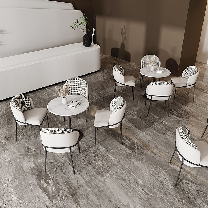 Glam Sintered Stone Dining Room Set Standard Height Metal Leg Dining Set with Round Table Clearhalo 'Dining Room Sets' 'Dining Tables & Seating' 'dining_room_set' 'furn' 'furn_dining_room_set' 'Furniture' 'furniture_dining_room_set' 'Kitchen & Dining Furniture' 'kitchen&dining_furn' 'kitchen' 1200x1200_ac80db53-dc39-41d1-8b58-e225e66ca5f4