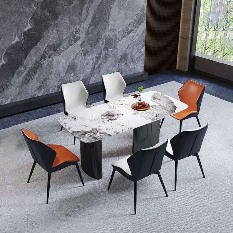 Wingback Armless Dining Chairs Modern Faux Leather Dining Side Chair