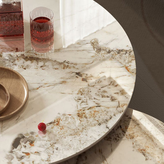 Round Coffee Table Slate Glam Nesting Coffee Table Set with Drawer Clearhalo 'Coffee & Accent Tables' 'Coffee Tables' 'coffee_tables' 'furn' 'furn_coffee_tables' 'Furniture' 'Living Room Furniture' 1200x1200_ac84d495-8549-44fb-8fba-fdb0462f3d1c