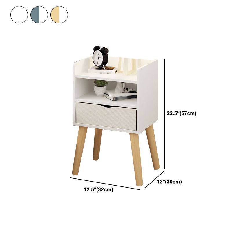 22,4 "/23,6" Table table de nuit en bois en bleu / blanc / Night Night Stand