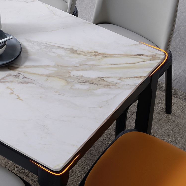 Mid-Century Sintered Stone Dining Table 4 Legs Rubberwood Base Rectangle Table for Home Clearhalo ' dining_table' 'Dining Tables & Seating' 'Dining Tables' 'furn' 'furn_dining_table' 'Furniture' 'furniture_dining_table' 'Kitchen & Dining Furniture' 'kitchen&dining_furn' 'kitchen' 'kitchen_dining_table' 1200x1200_ac86baba-d51c-4a0c-9c95-765b13111be1