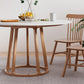 Mesa de comedor de pedestal de madera maciza mesa de comedor redonda moderna en blanco