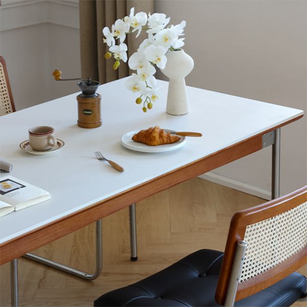 Modern Rectangle Dining Table with Stainless Steel Leg for Living Room Clearhalo 'Dining Tables & Seating' 'Dining Tables' 'dining_table' 'furn' 'furn_dining_table' 'Furniture' 'Kitchen & Dining Furniture' 1200x1200_ac88d518-79b6-4e25-9ddd-d6358b377a33