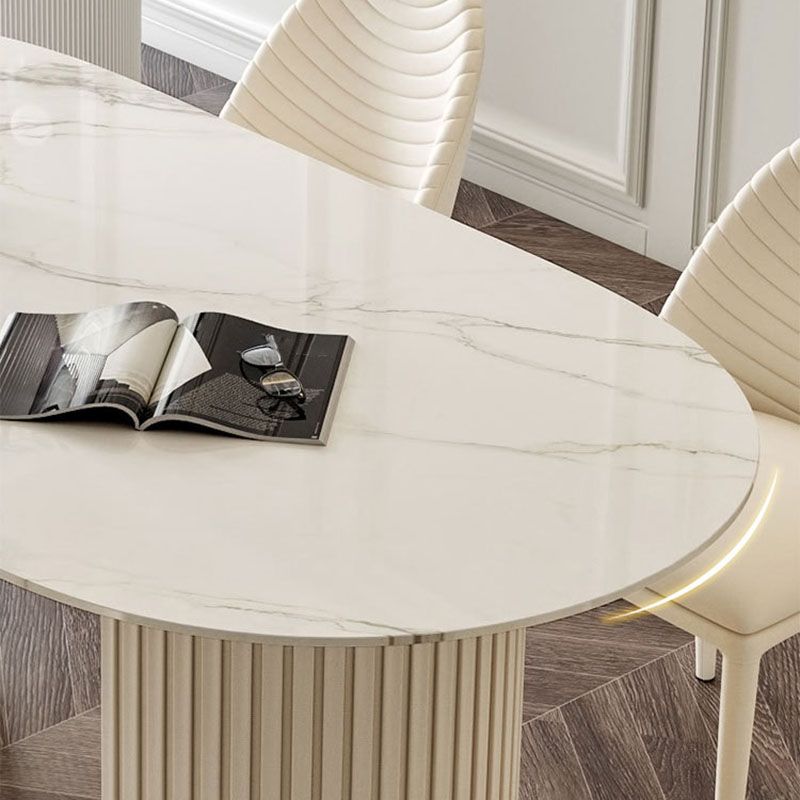 Stone Top Dining Table Modern Oval Table with Sled Base in White Clearhalo 'Dining Tables & Seating' 'Dining Tables' 'dining_table' 'furn' 'furn_dining_table' 'Furniture' 'Kitchen & Dining Furniture' 1200x1200_ac893973-17f7-4aa1-b747-6c325b287ac8