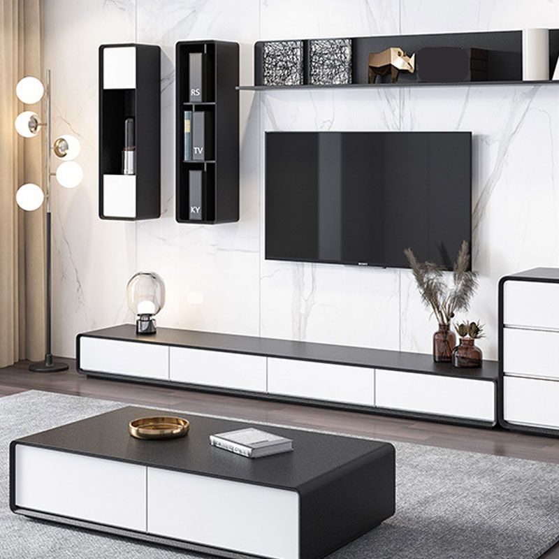 Contemporary TV Media Stand Engineered Wood Stand Console with Drawers Clearhalo 'furn' 'furn_tv_stands_entertainment_centers' 'Furniture' 'Living Room Furniture' 'TV Stands & Entertainment Centers' 'TV Stands & Media Storage Furniture' 'tv_stands_entertainment_centers' 1200x1200_ac896b0e-d507-4324-8791-ce47571691f3