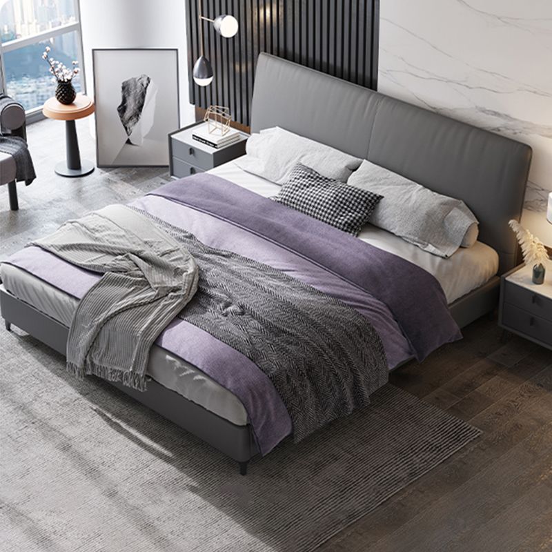 Lit en bois et lit standard rembourré au panneau contemporain avec tête de lit rembourrée