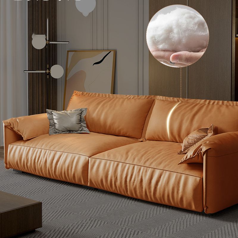 Orange Pillow Top Arm Sofa Modern 2/3/4-seater Faux Leather Sofa