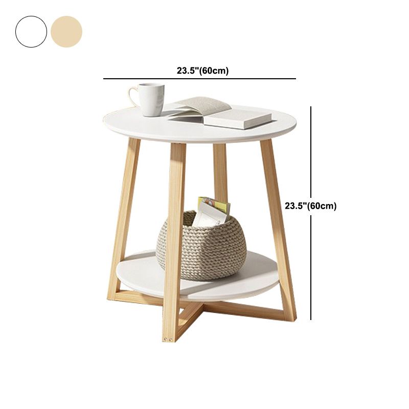 Cross Legs Coffee Table Minimalist Solid Wood Round Coffee Table