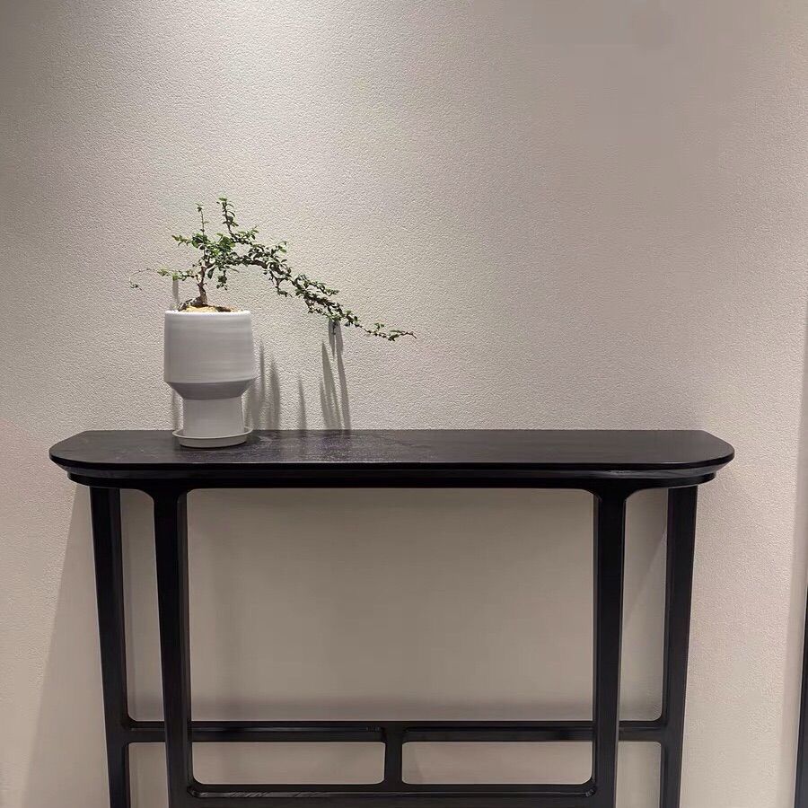 Tavolo da console a mezzaluna moderna tavolo di divano console in legno in nero