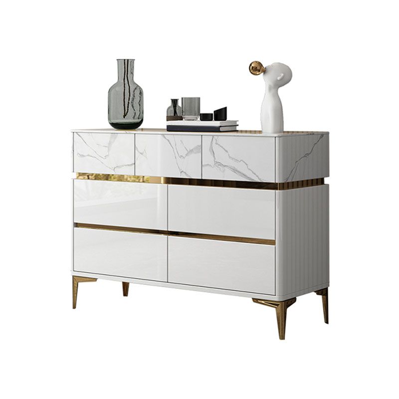 Cómoda de dormitorio Glam Stone, cómoda de almacenamiento de 16" de ancho en blanco con cajones