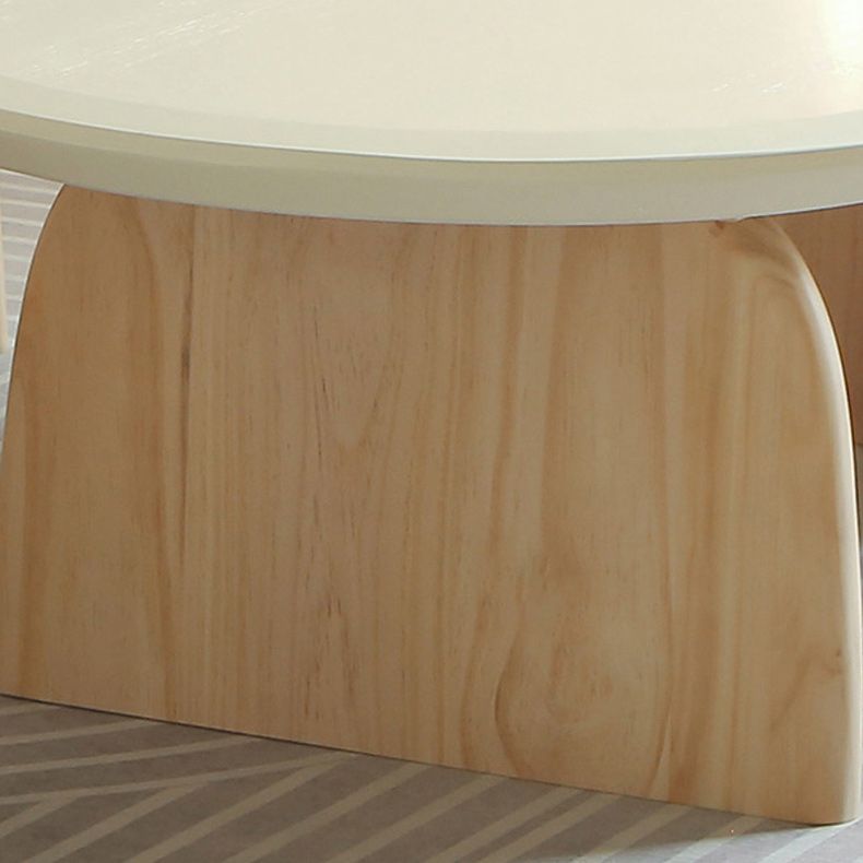 Oval Pine Wood Coffe Table with Wooden Sled Base Cocktail Table Clearhalo 'Coffee & Accent Tables' 'Coffee Tables' 'coffee_tables' 'furn' 'furn_coffee_tables' 'Furniture' 'Living Room Furniture' 1200x1200_ac911181-87dd-491d-af93-42734eb370df