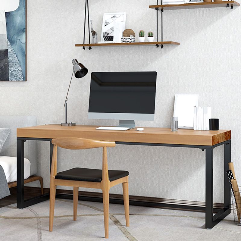Industrial Metal Sled Office Desk Brown Home Writing Desk with Metal Legs Clearhalo 'furn' 'furn_office_desk' 'Furniture' 'Office Desks' 'Office Furniture' 'office_desk' 1200x1200_ac9234e5-e111-48ba-9c37-879ef5eca16f