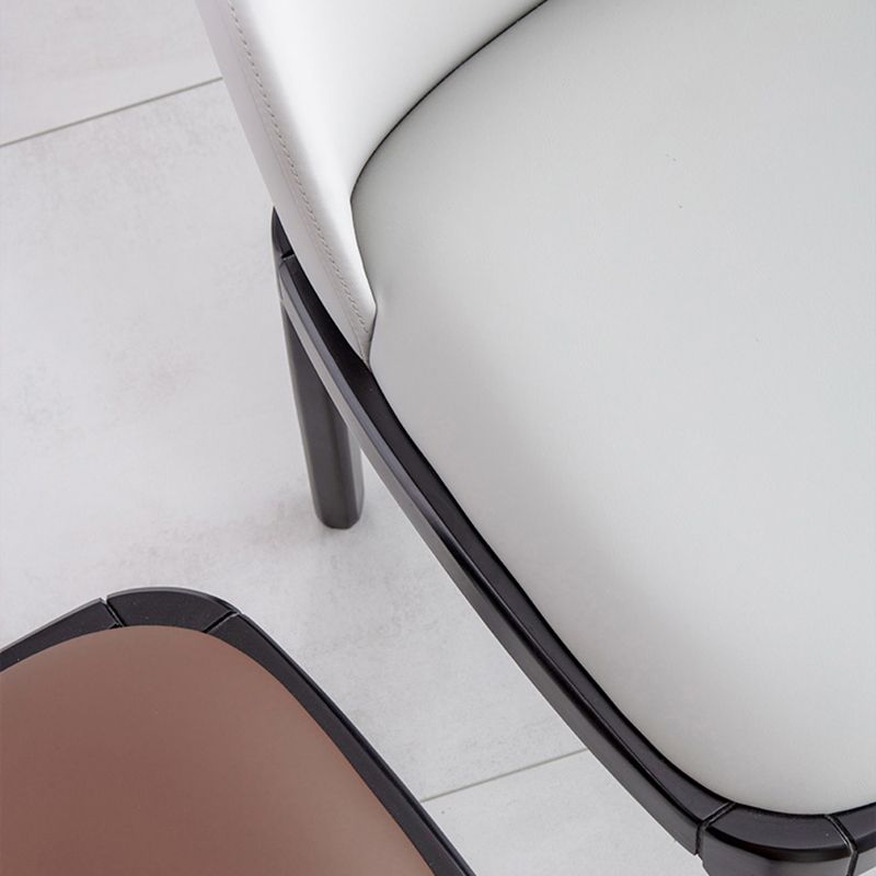 Glam Leather Solid Back Dining Side Chair Home Side Chair in Black Clearhalo 'Dining Chairs' 'Dining Tables & Seating' 'dining_chair' 'furn' 'furn_dining_chair' 'Furniture' 'furniture_dining_chair' 'Kitchen & Dining Furniture' 1200x1200_ac92af73-e814-42d9-ab4e-7f0f4eca9fb2