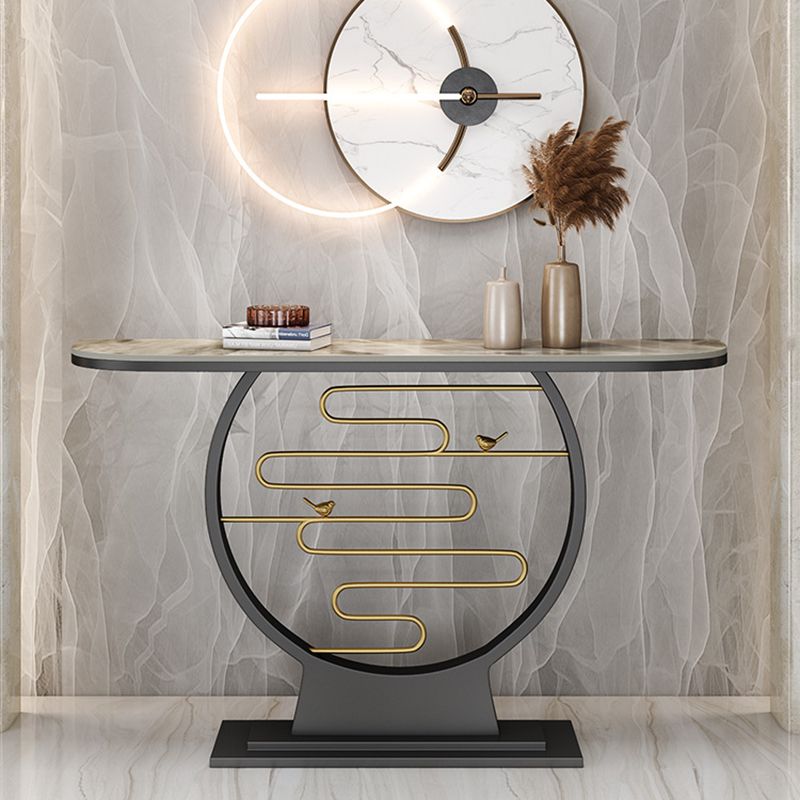 Console resistente al graffio di marmo di mezza luna/metallo per la sala