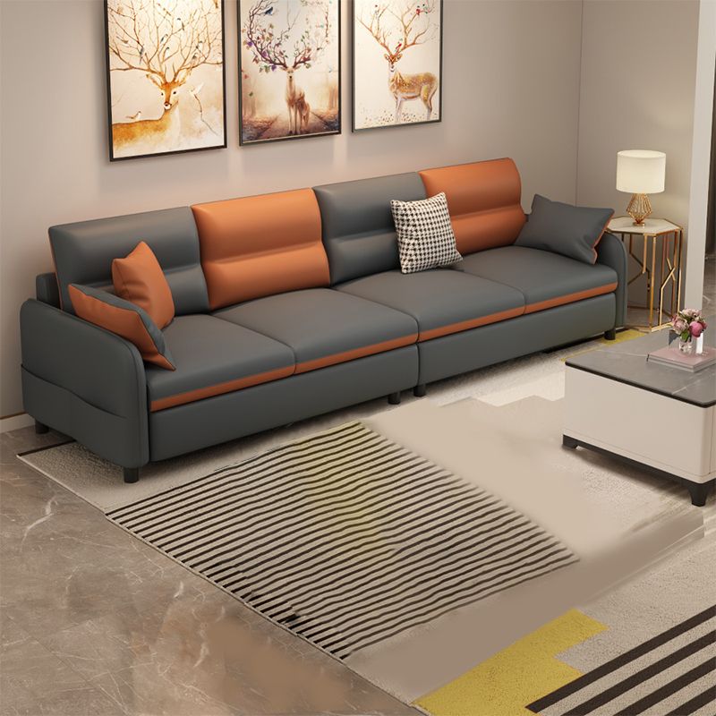 Contemporary Fabric Loose Back Sofa 29.53"High Pillow Top Arm Sofa with Storage Clearhalo 'furn' 'furn_sofas' 'Furniture' 'furniture_sofas' 'kitchen' 'kitchen_sofas' 'Living Room Furniture' 'Sofa' 'sofas' 1200x1200_ac93c00e-8e5d-4027-a023-ade41e6e73a4