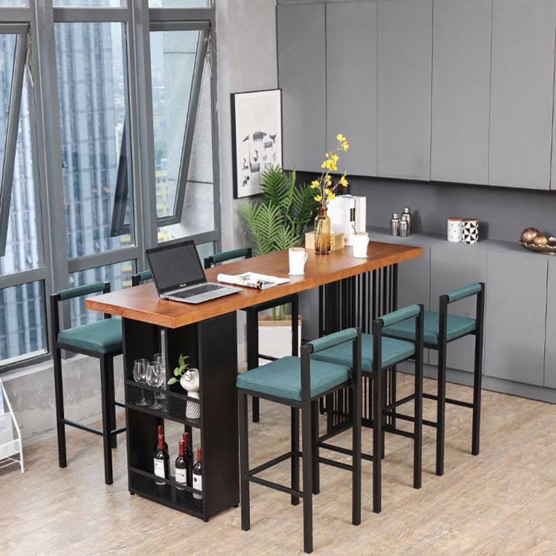 Modern Bar Table Set 1/7 Pieces Solid Wood Counter Table with Upholstered Stools Clearhalo 'Bar Furniture' 'furn' 'furn_home_bar_bar_sets' 'Furniture' 'Home Bars & Bar Sets' 'home_bar_bar_sets' 'Kitchen & Dining Furniture' 1200x1200_ac9533aa-2104-4c44-ac06-fda28a92dfb5