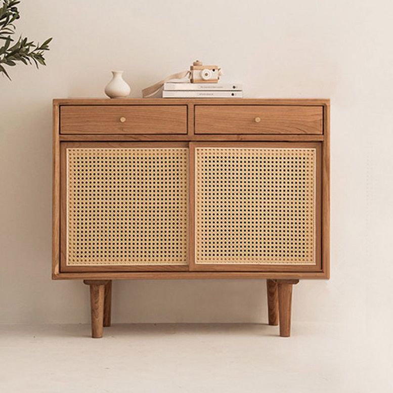 Rattan Doors Cupboard Glam Style Wood Kitchen Sideboard for Dining Room Clearhalo 'buffet_sideboard' 'Buffets & Sideboards' 'furn' 'furn_buffet_sideboard' 'Furniture' 'Kitchen & Dining Furniture' 1200x1200_ac95e82f-2746-4d54-b2d9-f5ee986ea018