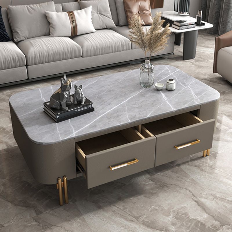 Slate Rectangular Coffee Table 4 Legs Single Coffee Table with 2 Drawers Clearhalo 'Coffee & Accent Tables' 'Coffee Tables' 'coffee_tables' 'furn' 'furn_coffee_tables' 'Furniture' 'Living Room Furniture' 1200x1200_ac985ee0-c487-44b2-89bd-39692c4638eb