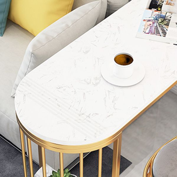 Glossy White Marble Top Bar Table with Storage Glam Specialty Pub Table for Home Clearhalo 'Bar Furniture' 'Bar Tables' 'bar_tables' 'furn' 'furn_bar_tables' 'Furniture' 'Kitchen & Dining Furniture' 1200x1200_ac9909dc-bd61-463c-b8b9-6547a62f0640