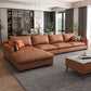Recessed Arm Sofa & Chaise 129.92" W 66.93" x D 31.5 H" x Loose Back Sofa, Faux Leather