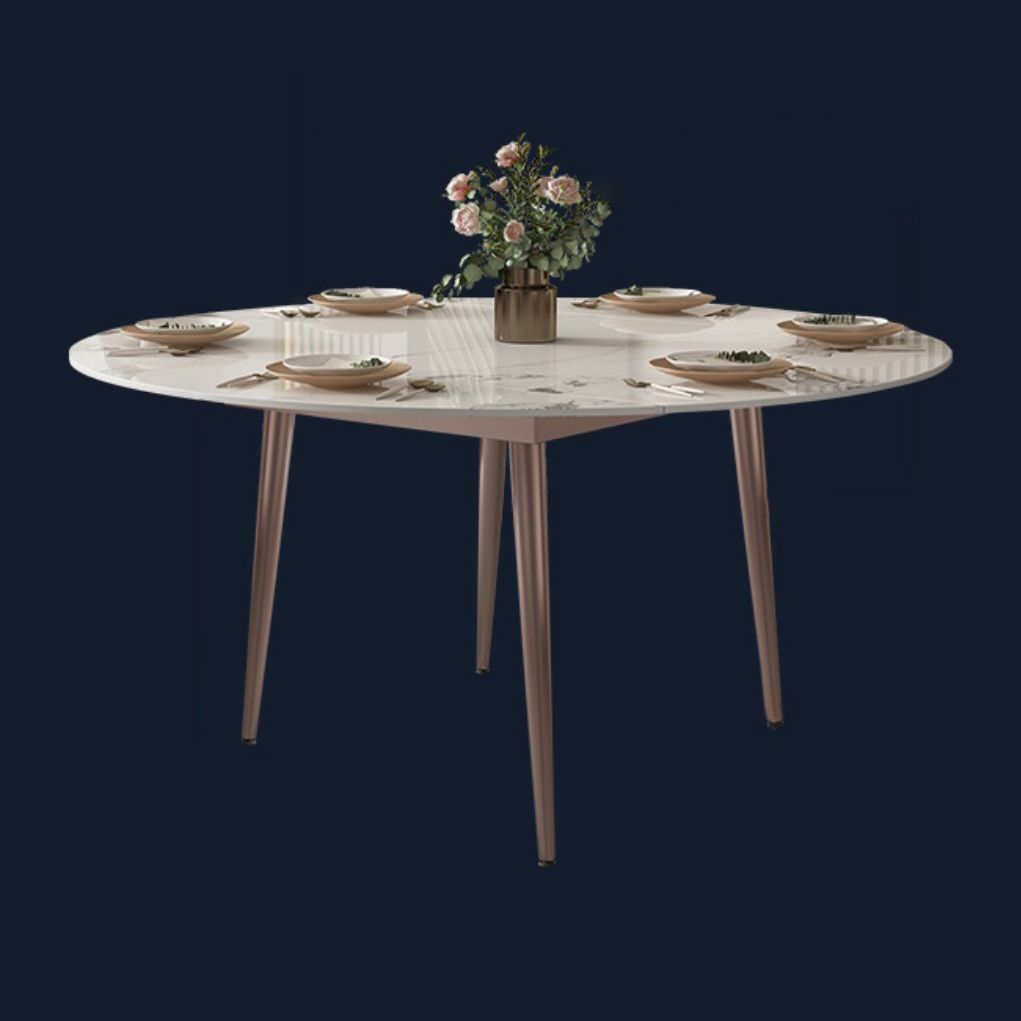 Simple Sintered Stone Extendable Table White Round Shape Dining Table for Kitchen Clearhalo ' dining_table' 'Dining Tables & Seating' 'Dining Tables' 'furn' 'furn_dining_table' 'Furniture' 'furniture_dining_table' 'Kitchen & Dining Furniture' 'kitchen&dining_furn' 'kitchen' 'kitchen_dining_table' 1200x1200_ac9a5143-26a1-4109-887e-e93f0d143f7d
