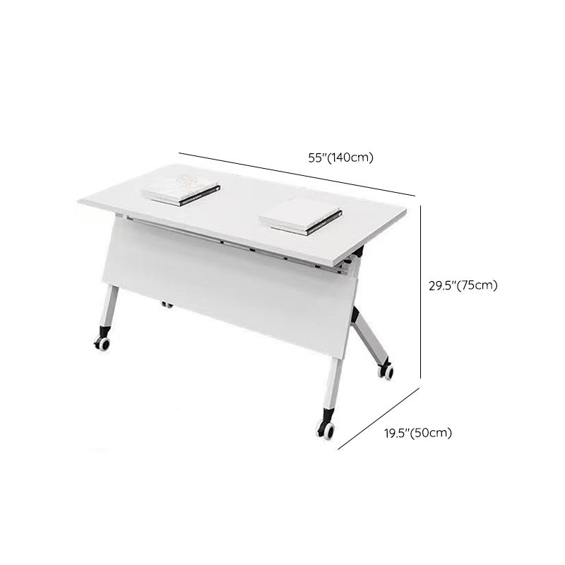 Rectangular Shaped Folding Writing Desk Wood with Metal Legs in White Clearhalo 'furn' 'furn_office_desk' 'Furniture' 'Office Desks' 'Office Furniture' 'office_desk' 1200x1200_ac9a9e3e-88ee-4734-b5e2-ec134a4386ac