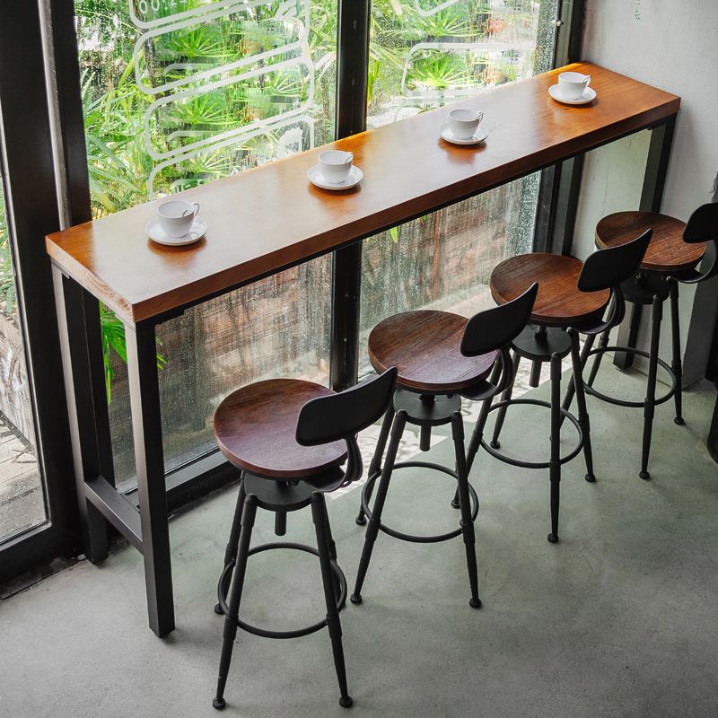 Coffee Shop Hall/Pub Table Industrial Rectangle Footrest Bar Height Table in Natural Clearhalo 'Bar Furniture' 'Bar Tables' 'bar_tables' 'furn' 'furn_bar_tables' 'Furniture' 'Kitchen & Dining Furniture' 1200x1200_ac9abcaf-9783-4172-9fdf-abdb9965c089