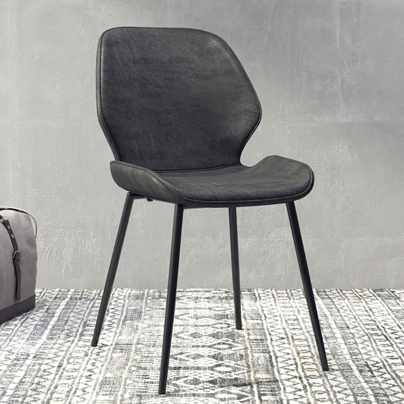 Eigentijdse eetkamerstoel keuken wingback armloze zijstoel met metalen benen