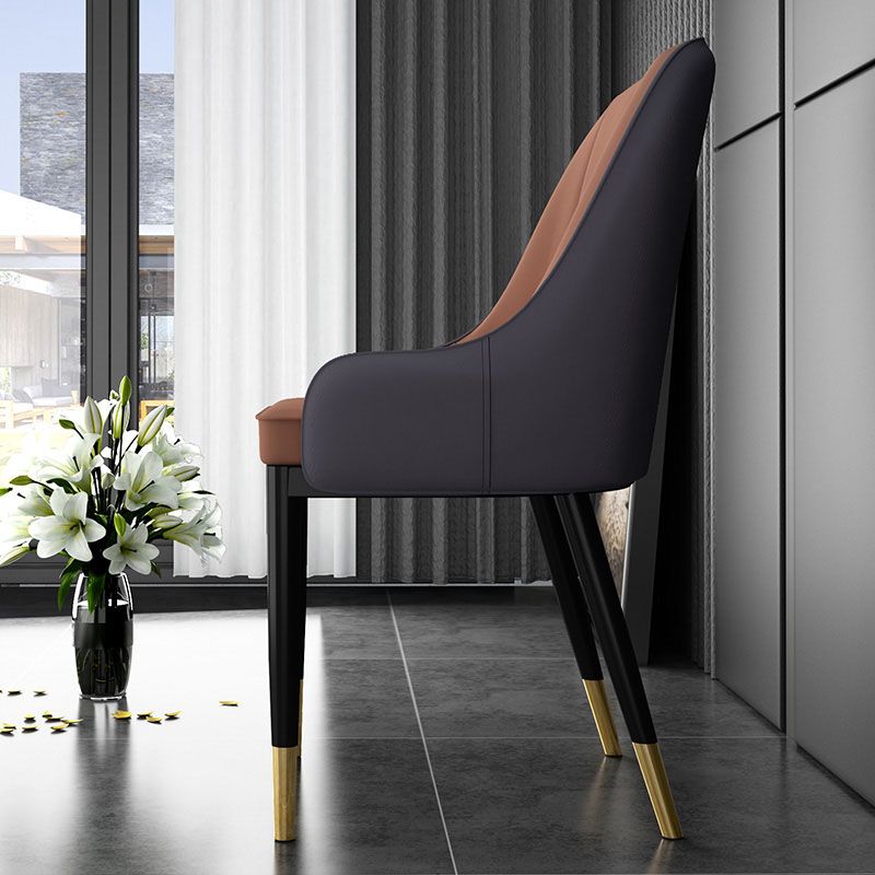 Scandinavian Style Arm Solid Back Dining Side Chair PU Leather Dining Chairs Clearhalo 'Dining Chairs' 'Dining Tables & Seating' 'dining_chair' 'furn' 'furn_dining_chair' 'Furniture' 'furniture_dining_chair' 'Kitchen & Dining Furniture' 1200x1200_ac9bf056-7c6e-48de-bc42-e5b793dfbffa