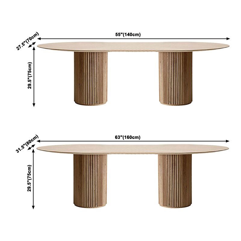 Oval Double Pedestal Modern Dining Table Brown Tone Fixed Table with Solid Wood Clearhalo ' dining_table' 'Dining Tables & Seating' 'Dining Tables' 'furn' 'furn_dining_table' 'Furniture' 'furniture_dining_table' 'Kitchen & Dining Furniture' 'kitchen&dining_furn' 'kitchen' 'kitchen_dining_table' 1200x1200_ac9c8c97-b52f-4fdc-aee7-237d501c4952