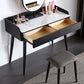 Contemporary Stone Makeup Dressing Table 33.5" H 2 Drawers Vanity Table in Black Clearhalo 'Bedroom Furniture' 'furn' 'furn_makeup_vanities' 'Furniture' 'Makeup Vanities' 'makeup_vanities' 1200x1200_ac9cec90-12af-4488-bd88-5bf8ebfd07cd