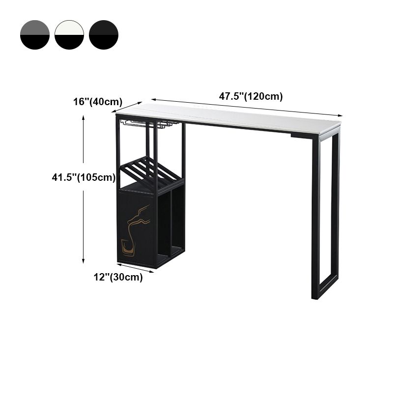 Modern Marble Pub Table with Rectangle Table Top Double Pedestal Table - 42" H Clearhalo 'Bar Furniture' 'Bar Tables' 'bar_tables' 'furn' 'furn_bar_tables' 'Furniture' 'furniture_bar_tables' 'Kitchen & Dining Furniture' 1200x1200_ac9d1786-31cf-466c-a7c4-6d7e3d32e30a