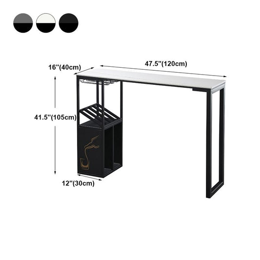 Modern Marble Pub Table with Rectangle Table Top Double Pedestal Table - 42" H Clearhalo 'Bar Furniture' 'Bar Tables' 'bar_tables' 'furn' 'furn_bar_tables' 'Furniture' 'furniture_bar_tables' 'Kitchen & Dining Furniture' 1200x1200_ac9d1786-31cf-466c-a7c4-6d7e3d32e30a