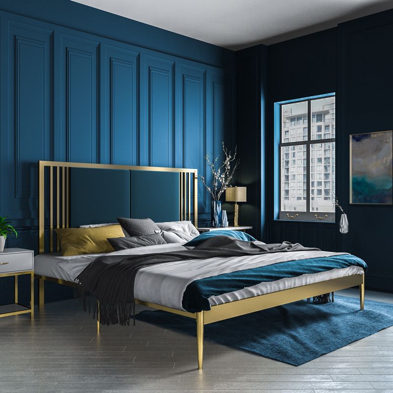 カスタムゴールドレッグ付きの金属オープンフレームベッドコンテンポラリー標準ベッド