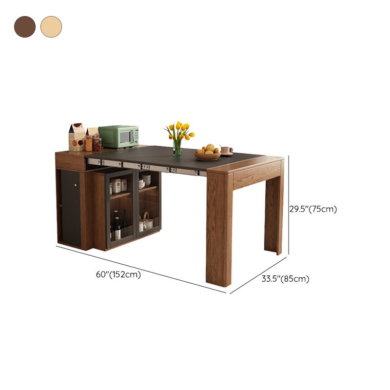 Adjustable Dining Table Wooden Dining Table with Storage for Dining Room