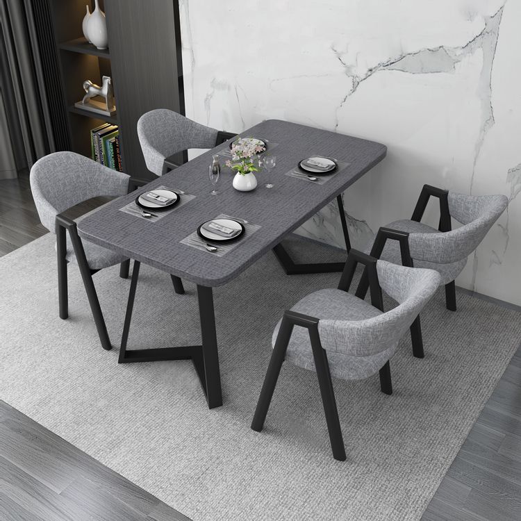 Contemporary Gray Standard Dining Set MDF Rectangle Shape Dining Set for Kitchen Clearhalo 'Dining Room Sets' 'Dining Tables & Seating' 'dining_room_set' 'furn' 'furn_dining_room_set' 'Furniture' 'furniture_dining_room_set' 'Kitchen & Dining Furniture' 'kitchen&dining_furn' 'kitchen' 1200x1200_aca32af3-4455-41ff-9755-4c0ed679dbbd