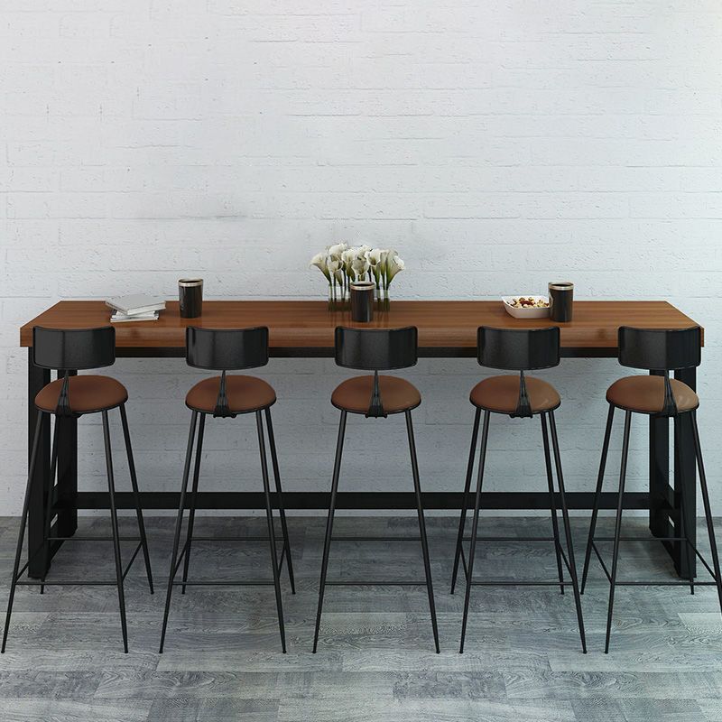 Pine Wood Bar Table Industrial Rectangle Bar Dining Table with Trestle Base Clearhalo 'Bar Furniture' 'Bar Tables' 'bar_tables' 'furn' 'furn_bar_tables' 'Furniture' 'furniture_bar_tables' 'Kitchen & Dining Furniture' 1200x1200_aca80d99-b1bc-4188-8420-34c96bb335d2