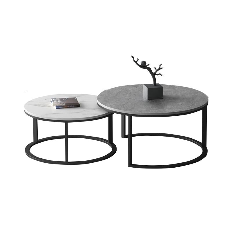 Slate Round Coffee Table 2 Piece Modern Minimalist Bunching Tables Clearhalo 'Coffee & Accent Tables' 'Coffee Tables' 'coffee_tables' 'furn' 'furn_coffee_tables' 'Furniture' 'Living Room Furniture' 1200x1200_aca867ac-305e-4d0a-a92d-0f6f3d190af5