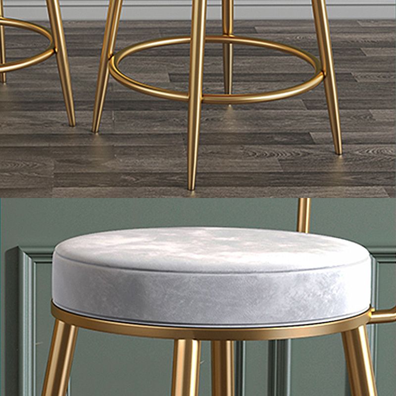Glam Metal Upholstered Bar Stool Bristol Barstool with Iron Legs and Low Cushion Back Clearhalo 'Bar Furniture' 'Bar Stools' 'bar_stools' 'furn' 'furn_bar_stools' 'furniture_bar_stools' 'Kitchen & Dining Furniture' 'kitchen&dining_furn' 'kitchen' 'kitchen_furn' Furniture' 1200x1200_aca9045c-4b08-4ec4-8bf8-09011b95bcce