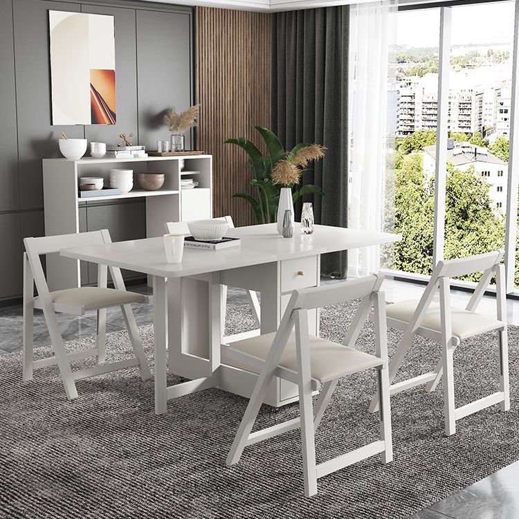 3/5/7ピースモダンな白い木製長方形の折りたたみ折りたたみダイニングセット