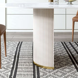 Luxe ovale eettafel Stenen eettafel met dubbel voetstuk