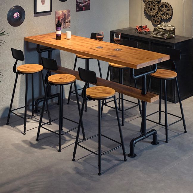 Rectangle Bar Dining Table Wood Contemporary Bar Table with Trestle Base Clearhalo 'Bar Furniture' 'Bar Tables' 'bar_tables' 'furn' 'furn_bar_tables' 'Furniture' 'furniture_bar_tables' 'Kitchen & Dining Furniture' 1200x1200_aca9f652-77c2-47ed-aed0-2753e8e5d7f0