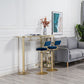 Glam Faux Marble Bistro Table Indoor Iron Double Pedestal Bar Dining Table with 3-Shelf Clearhalo 'Bar Furniture' 'Bar Tables' 'bar_tables' 'furn' 'furn_bar_tables' 'Furniture' 'furniture_bar_tables' 'Kitchen & Dining Furniture' 1200x1200_acab1501-c2e7-43a6-9b84-07d740c964c6