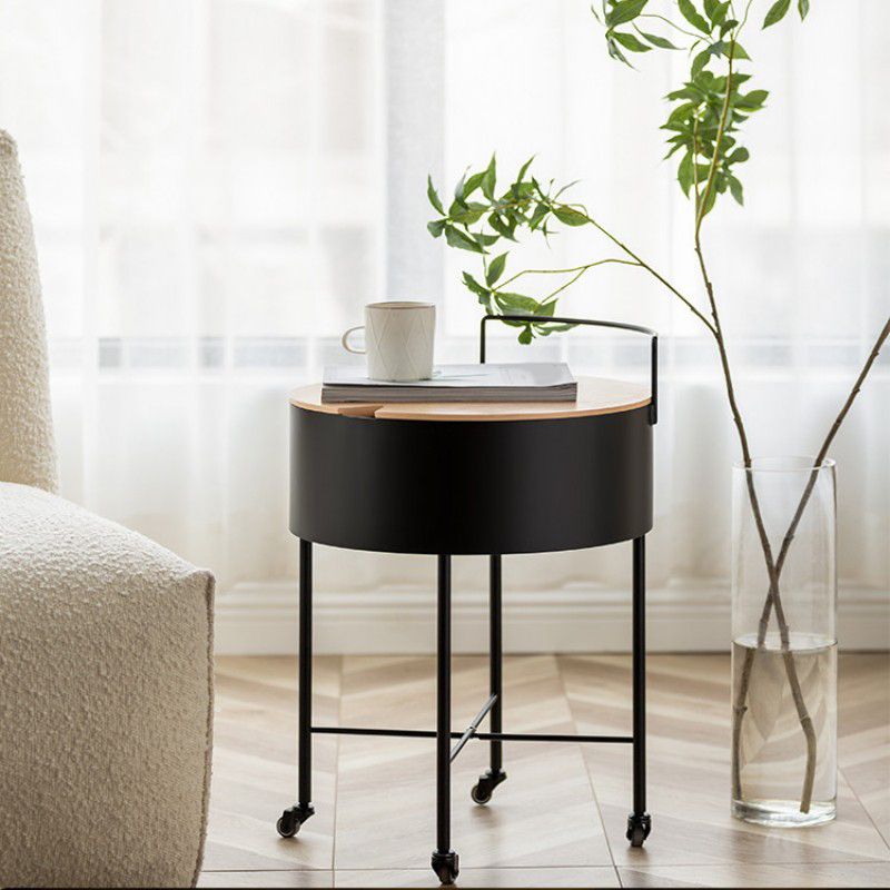 Modern Cross Legs End Table Removable Round Sofa Table with Storage